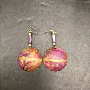 Metal marbled boho earrings